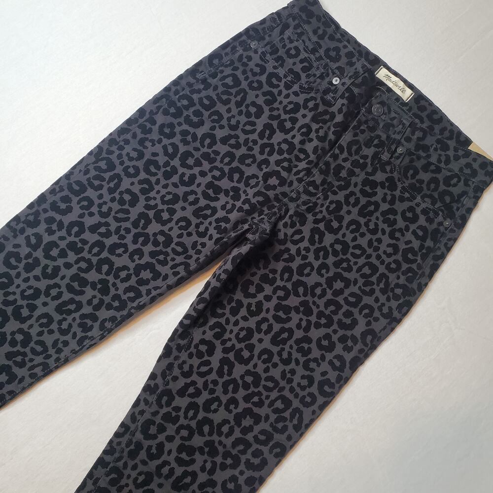 Madewell Women's Size 27 NWT 9" Mid-Rise Skinny Jeans Flocked Leopard AF684